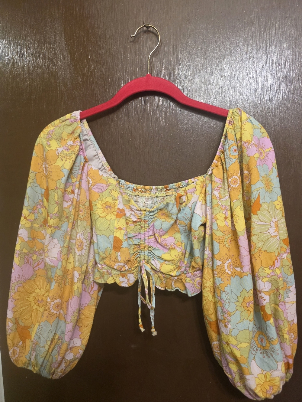 Show Me Your MUMU Jenna Floral Shirt Boho Floral Puff-Sleeve